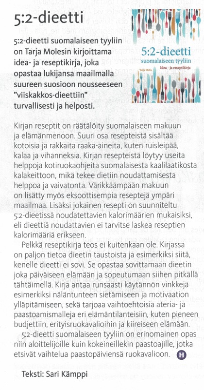5:2 dieetti suomalaiseen tyyliin book review
